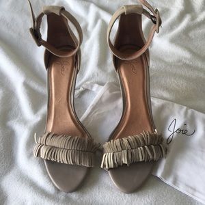 Joie Pippi Suede Heel Sandals in Taupe
